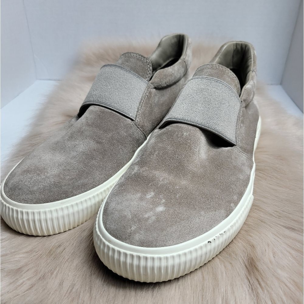 Vince Kirkland Gray Suede Slip-On Casual Sneaker Elastic Strap Women's Size 9.5